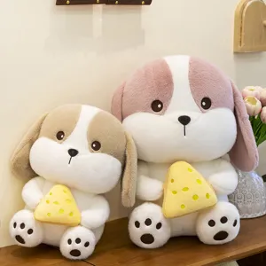 Soft plush cheese dog stuffed animal toys for kids holiday gift and nursery decor