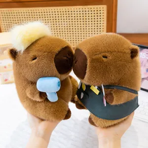 Peluches de carpincho estilo barbero con pelo divertido y accesorios de delantal