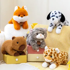 Collection of cute animal plush toys including fox cat and dog as adorable kids gift