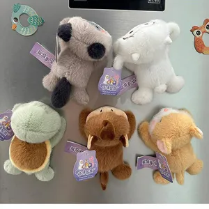 Cute cartoon plush animal magnets for fridge and car decor including turtle and elephant