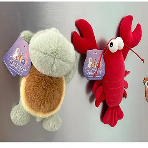 Cute cartoon turtle and lobster plush fridge magnets for home and car decoration.