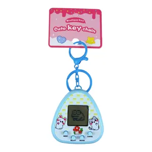 Porte-clés machine de animal virtuel électronique bleu triangulaire avec écran LCD