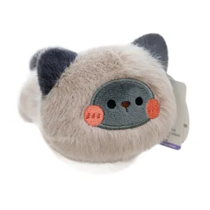Cute plush Siamese cat head fridge magnet and magnetic car sticker for home decoration