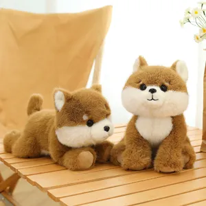 Adorable plush Shiba Inu dog toys in sitting and lying poses for kids' room decor