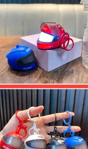 Cool glowing motorcycle helmet keychain featuring LED light effect and various colors.
