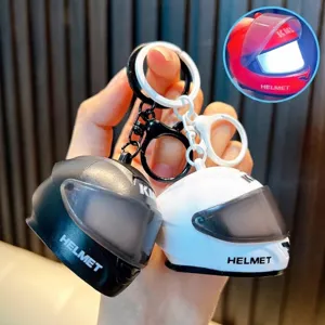 Luminous mini motorcycle helmet keychain cool biker bag pendant light toy