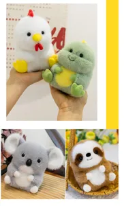 Süße kugelförmige Tierplüschtiere Kollektion mit Koala Faultier Huhn und Dinosaurier