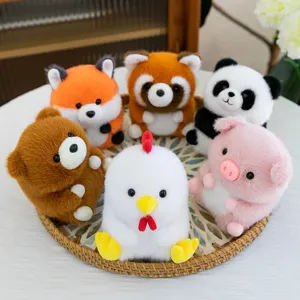 Niedliches Set aus kugeligen Waldtier-Plüschtieren für Hochzeiten und kleine Geschenke