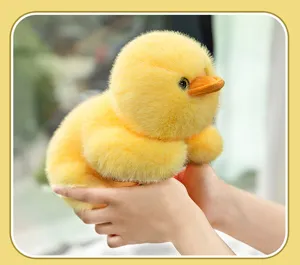 Soft yellow duck plush toy for girls, cute sleeping companion stuffed animal