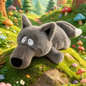 Divertente Lupo Grigio Peluche Sdraiato Morbido Poliestere Cuscino Lupo Cartone Animato Bambola Regalo Per Bambini Unisex Arredo Casa
