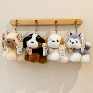 Realistic Dog Breed Plush Doll Pendant Puppy Keychain Bag Ornament Husky Poodle Corgi Stuffed Animal Toy With Leather Strap Metal Clasp Gift For Kids Women