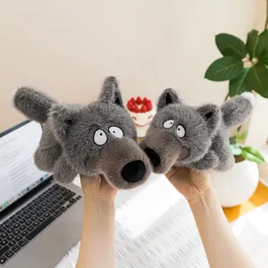 Simpatico giocattolo di peluche lupo grigio bambola divertente peluche cuscino morbido regalo