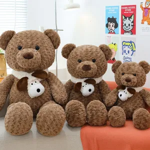Oso de peluche marron con bufanda de cachorro muneco suave almohada lindo regalo