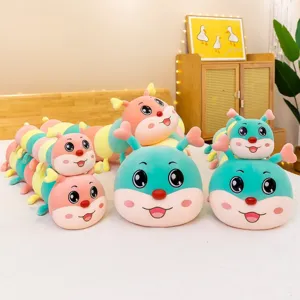 Colorful caterpillar plush toy long pillows for cute children's bedroom decoration gift