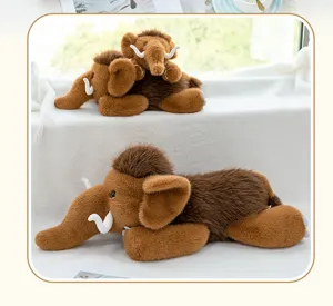 Realistisches Mammut-Plüschtier-Set mit weichem braunem Fell für die Kinderzimmerdeko