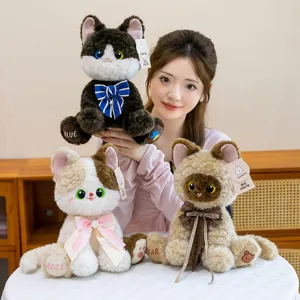Lindo set de peluches de gato Xiumi Family con lazos coloridos y pelaje suave