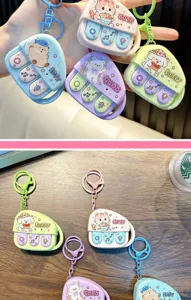 Porte-clés mini piano de dessin animé en couleurs pastel avec fonctions d'enregistrement