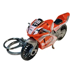 Cool motorcycle keychain for men, miniature bike model backpack charm and stylish keyring gift.