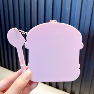 Pink toast-shaped magnetic drawing board keychain toy with stylus for stress relief