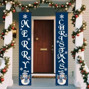 Fröhliche Weihnachten Veranda Banner Karikatur Gedruckt Stoff Hängenden Couplet Für Haustür Haus Wohnzimmer Küche Dekoration Urlaub Party Zeichen Zubehör