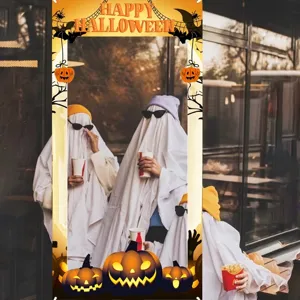 Sfondo per Fotobatteria di Halloween Pongee Poliestere Horror Fantasma Zucca Zombie Decorazione Atmosfera Festa Oggetti di Scena Tessuto Sfondo