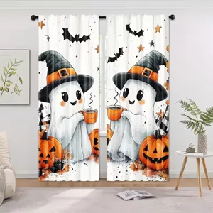 Rideaux de fenêtre Halloween fantôme mignon citrouille pour chambre salon décoration.