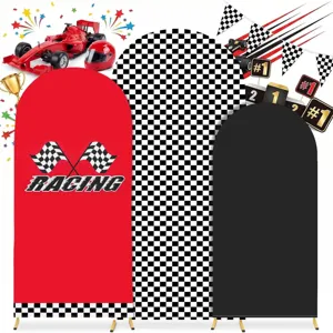Arch backdrop cover set racing theme birthday party decoration fabric background 3pcs