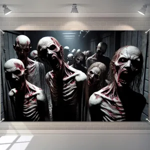 Gruseliges Zombie-Horde-Hintergrundbild für Halloween-Partys und Geisterhausdekoration