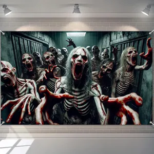 Großer gruseliger Zombie Halloween Hintergrund für die Wanddeko im Geisterhaus