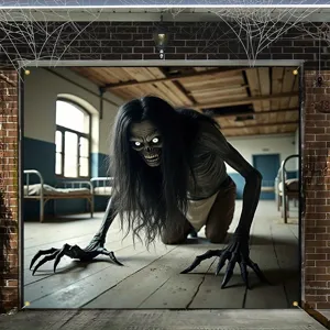 Τρομακτική πανό πόρτας γκαράζ Halloween με τέρας φάντασμα για διακόσμηση εξωτερικού χώρου