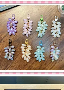 Iridescent grape keychain cute summer fruit bag charm pendant accessory student gift wholesale