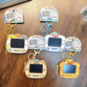 Portable mini cartoon cat and dog LCD drawing board keychains for kids' gift bag pendant