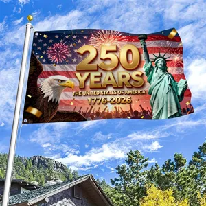250e verjaardag Amerikaanse vlag met Vrijheidsbeeld en arend voor decoratie