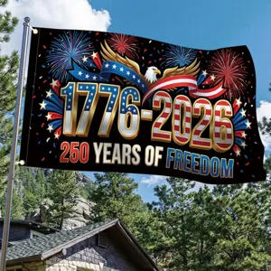 Patriotic 1776-2026 eagle banner with stars and stripes for 250 years of freedom