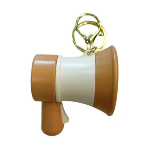 Mini megaphone keychain cute speaker pendant brown white bag charm toy gift for kids