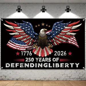 Patriotic 250th anniversary banner with bald eagle for US Independence Day celebration