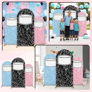 Set di 3 fondali ad arco stile quaderno per decorazioni di splendide feste scolastiche