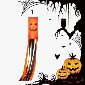 Halloween pumpkin windsock hanging flag for outdoor garden and courtyard party decoration