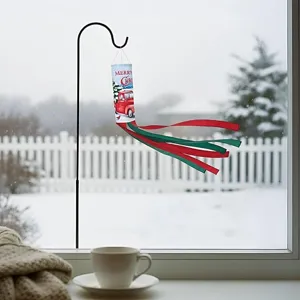 Christmas windsock hanging outdoor decoration with red truck and festive streamers