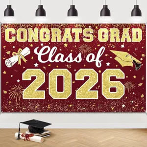 Large Class of 2026 graduation party backdrop for high school and college ceremonies