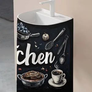 Cortina de Armario de Cocina con Dibujos Animados Tejido de Poliéster Pantalla de Privacidad Decorativa para Fregadero de Baño Blackout