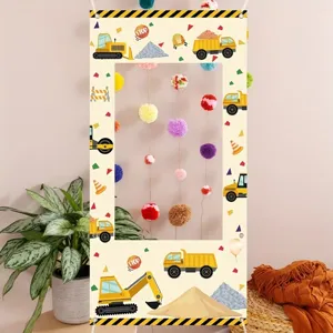 Cartoon Baustellenfahrzeug Thema Kinder Geburtstag Party Foto Hintergrund Bagger Kipper Druck Banner Dekoration