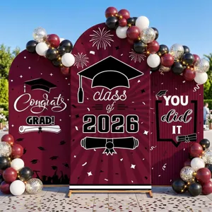 Graduierung Bogen Hintergrund Abdeckung Congrats Grad Klasse von 2026 Party Dekoration Polyester U-Form Fotografie Requisiten