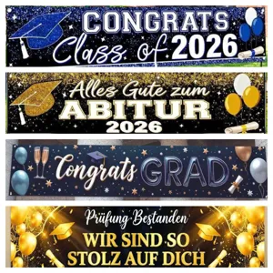 Herzlichen Glückwunsch Zum Abschluss Party Banner Klasse Von 2026 Polyester Hof Schild Hintergrund Deko Akademische Zeremonie Hängende Flagge
