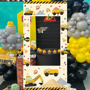 Fotorequisiten-Rahmen mit Baustellen-Motiv für Kindergeburtstage und Partydekorationen