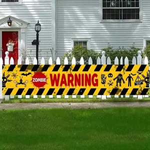 Halloween-Zombie-Warnbanner für die Dekoration von Garten- und Hofzäunen bei Festpartys