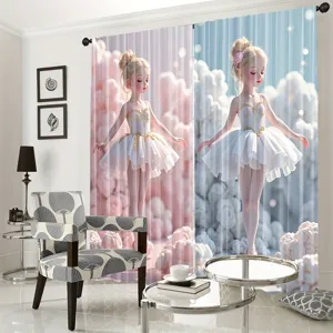 Traumhafte Ballett-Prinzessin Vorhänge mit Wolken-Druck für Kinderzimmer Dekoration