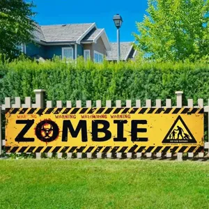Halloween Zombie Warnbanner zur Dekoration von Gartenzäunen im Außenbereich