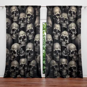 Halloween Horror Style Blackout Curtains Skull Pattern Polyester Window Drapes Gothic Dark Forest Party Room Decoration