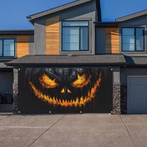 Large Halloween scary pumpkin face banner for outdoor residential garage door holiday decor